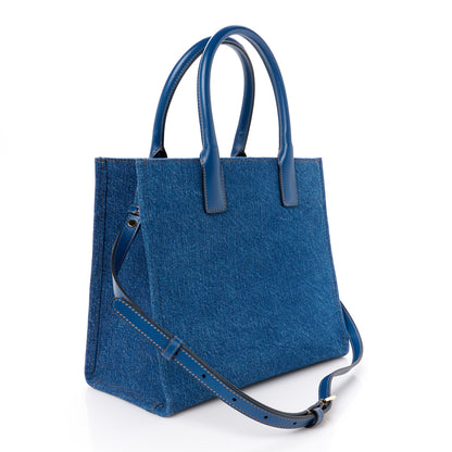 Versace Denim Calfskin La Medusa Small Tote Bag Blue 3 of 10