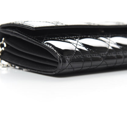Christian Dior Patent Cannage Lady Dior Rendezvous Wallet On Chain Black 9 of 10
