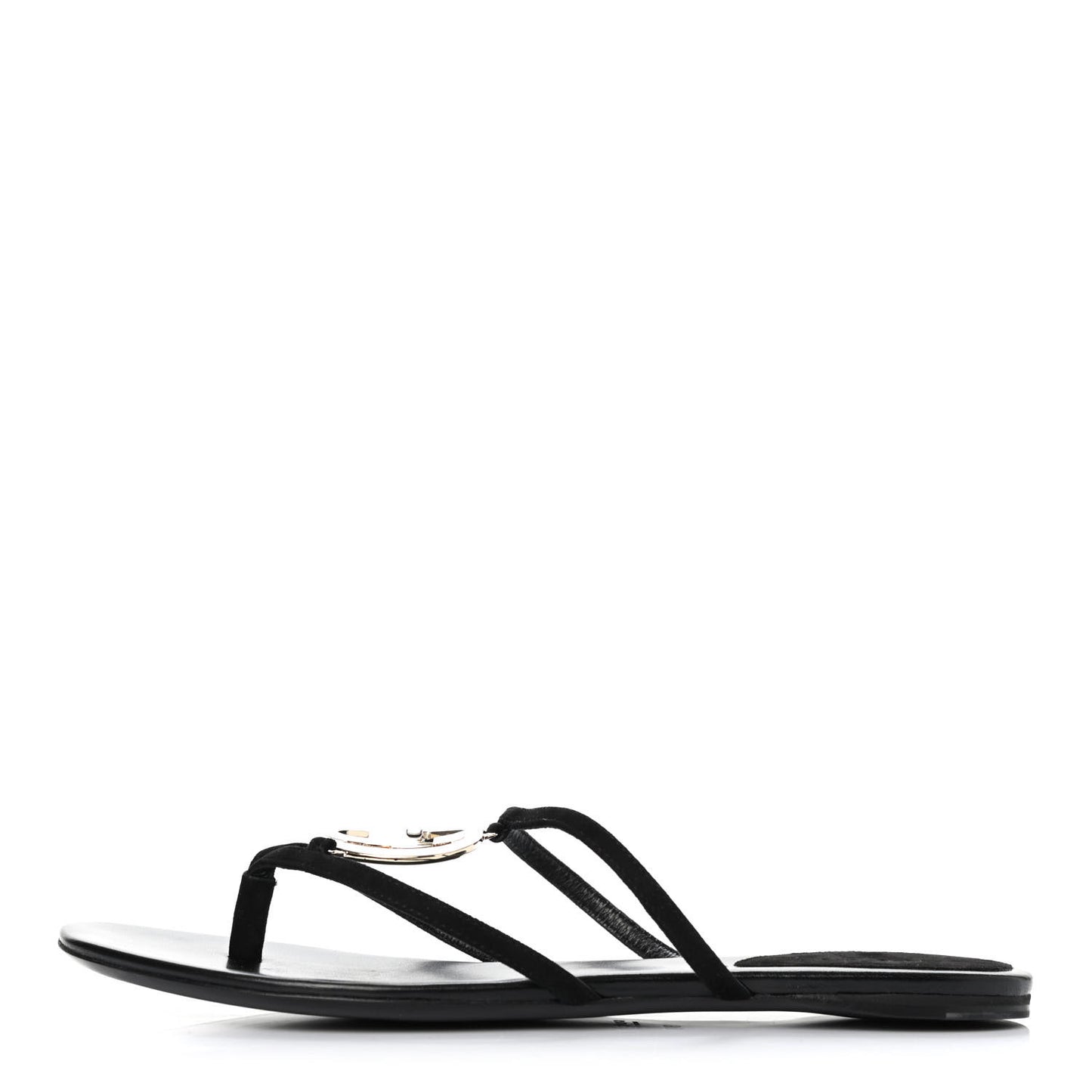 Kid Scamosciato Interlocking G Flat Sandals 38 Black
