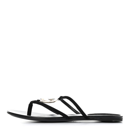 Gucci Kid Scamosciato Interlocking G Flat Sandals 38 Black 1 of 4