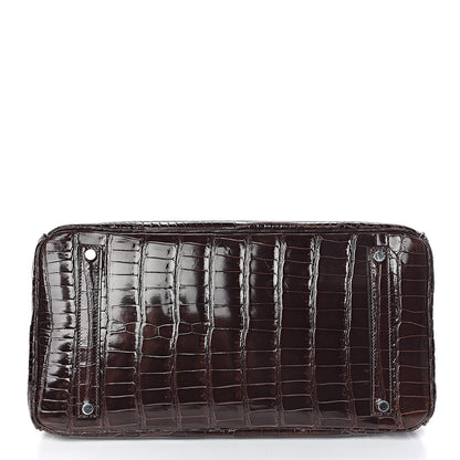 Hermes Shiny Porosus Crocodile Birkin 35 Cocoan 29 of 31