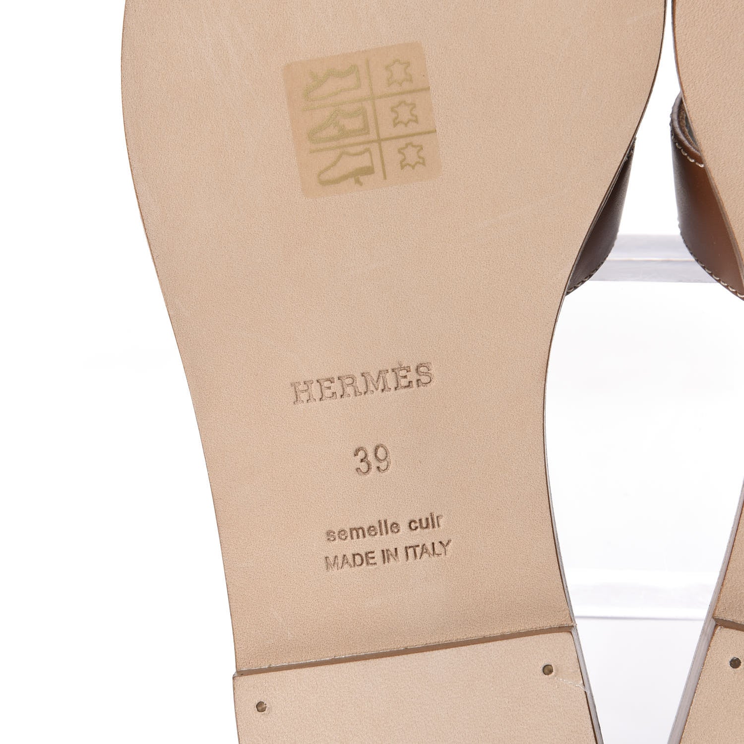 Hermes Box Calfskin Oran Sandals 39 Gold 9 of 10