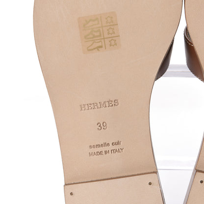 Hermes Box Calfskin Oran Sandals 39 Gold 9 of 10