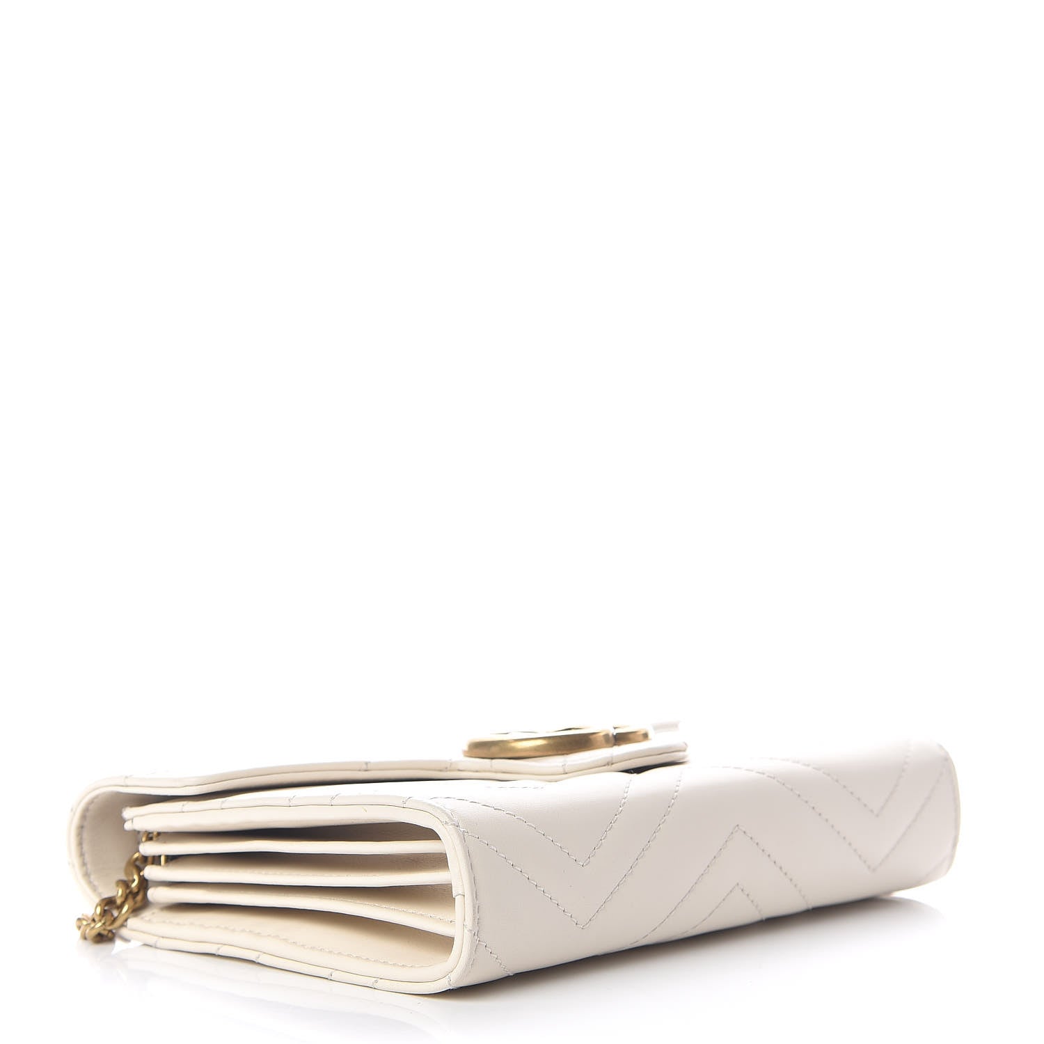 Gucci Calfskin Matelasse GG Marmont Chain Wallet Mystic White 4 of 18