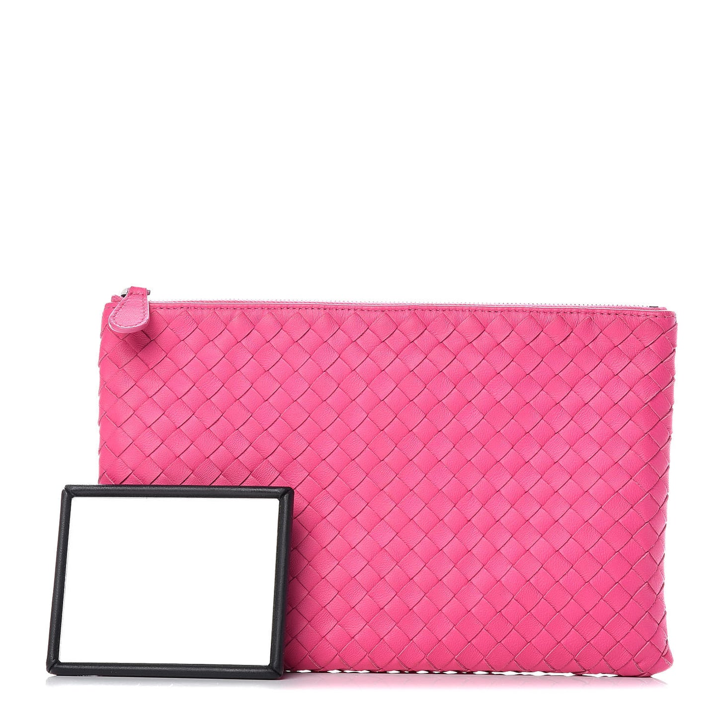 Nappa Intrecciato Flat Zip Pouch Rosa Shock