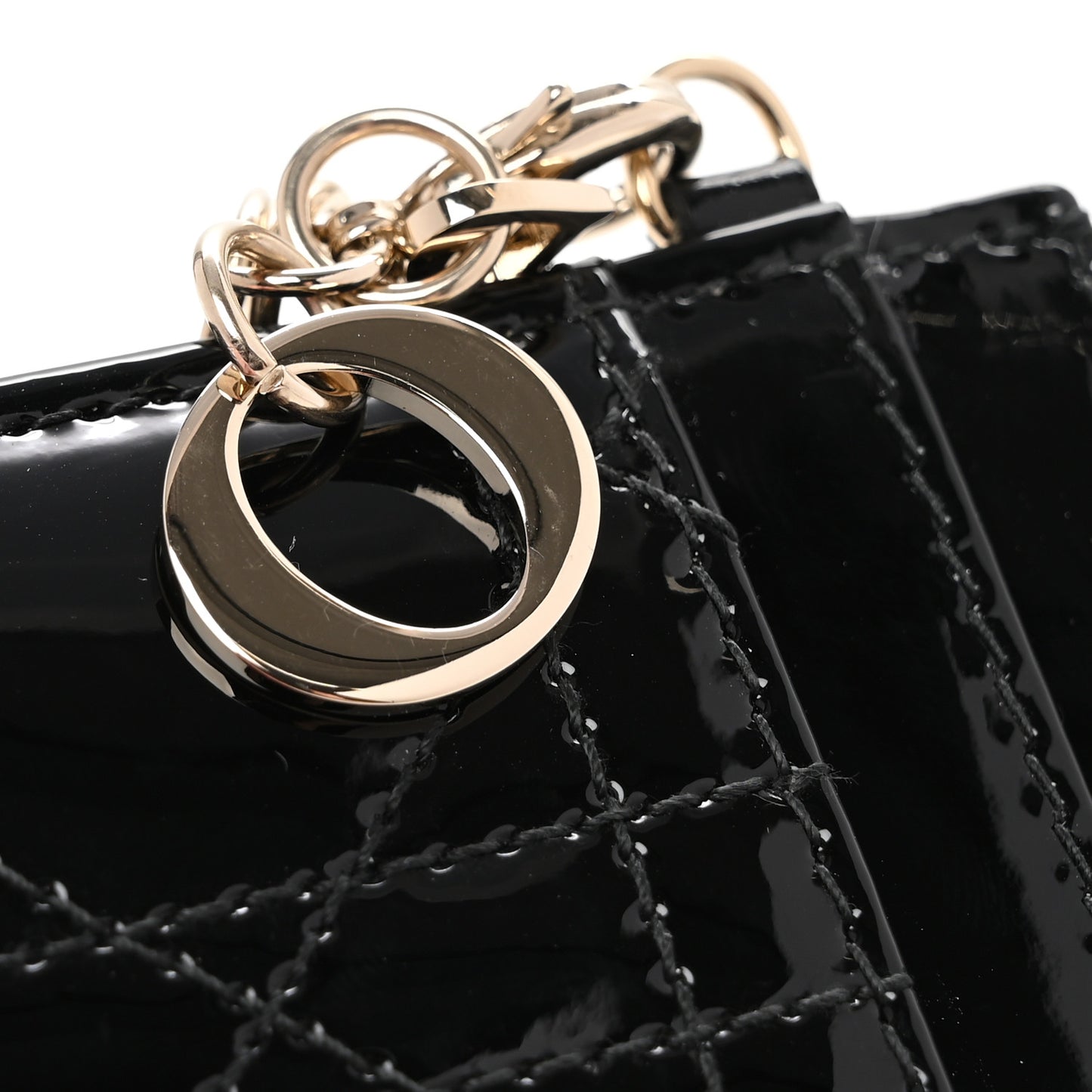 Patent Cannage Lady Dior Card Holder Black