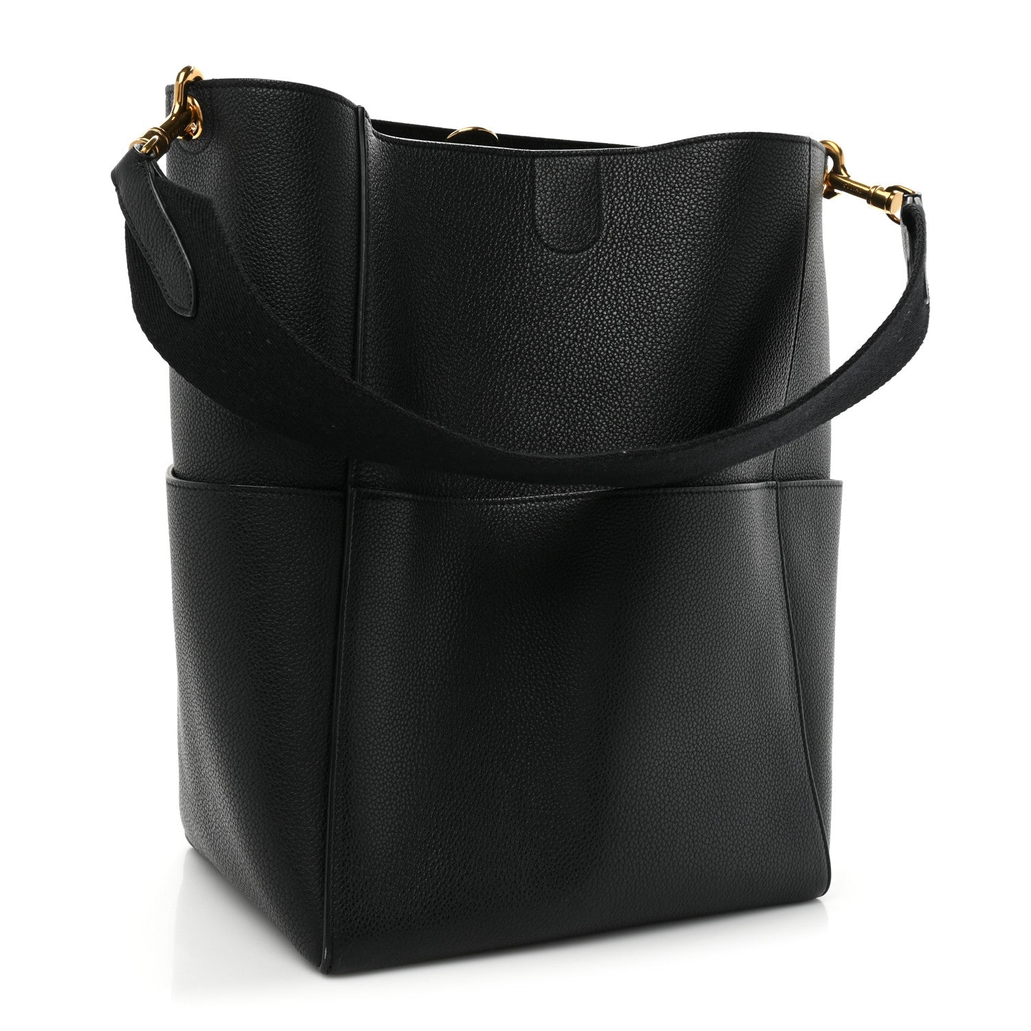 Celine Soft Grained Calfskin Sangle Bucket Bag Black 3 of 13