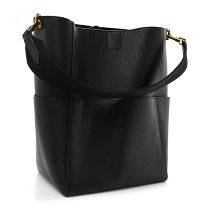 Celine Soft Grained Calfskin Sangle Bucket Bag Black 3 of 13
