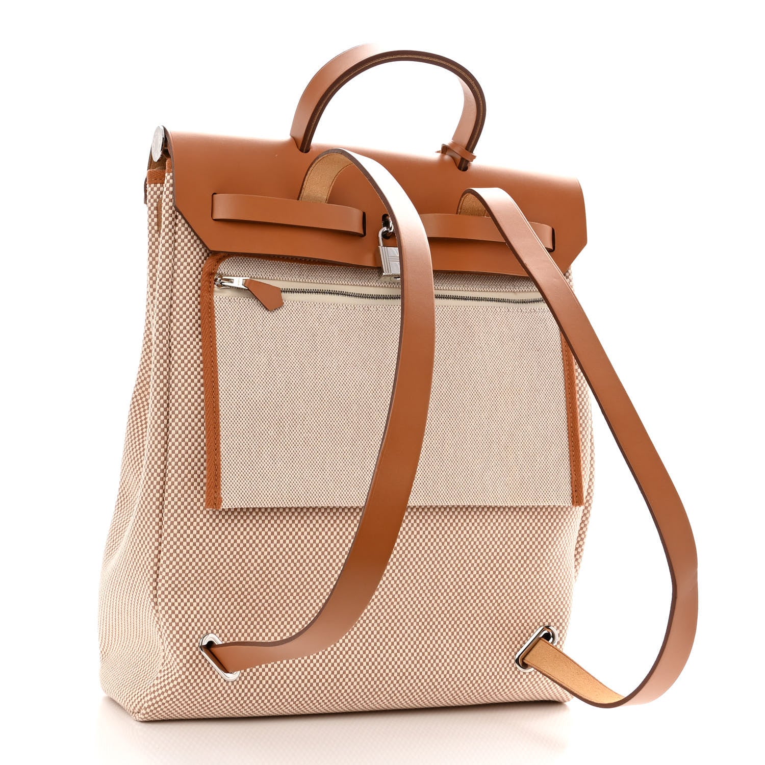 Hermes Vache Hunter Criss Viking Herbag a Dos Retourne Backpack Ecru Beige Naturel 4 of 10