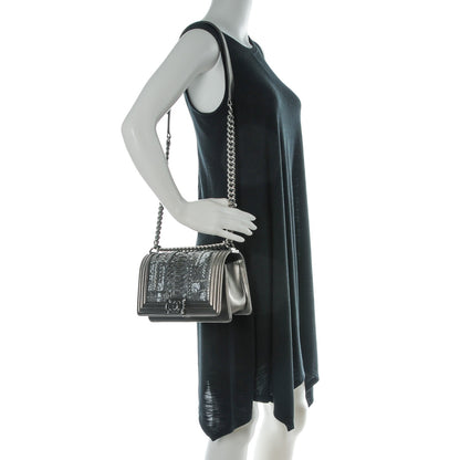 Chanel Metallic Lambskin Embroidered Python Medium Boy Flap Silver 2 of 8