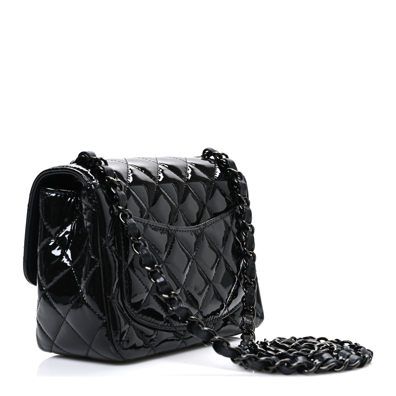 Chanel Patent Calfskin Quilted Mini Square Flap So Black 2 of 9