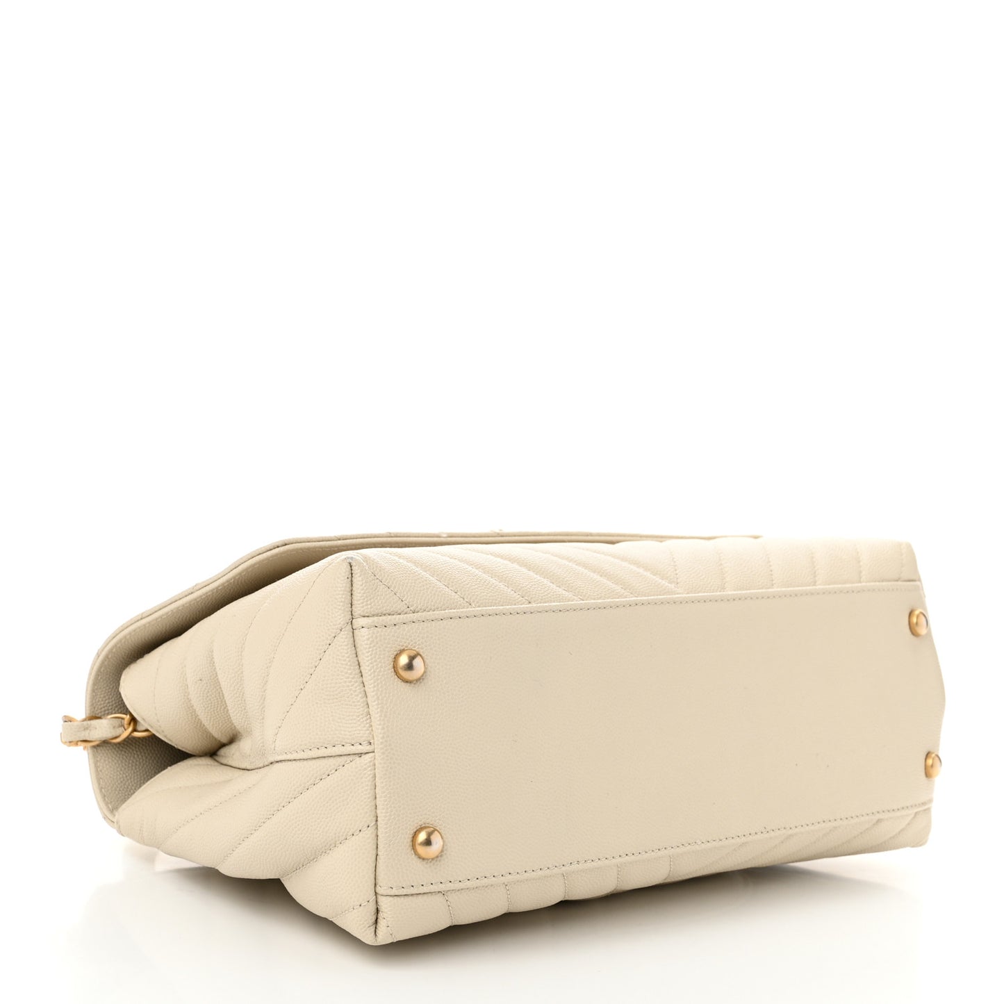 Caviar Lizard Chevron Quilted Small Coco Handle Flap Ivory