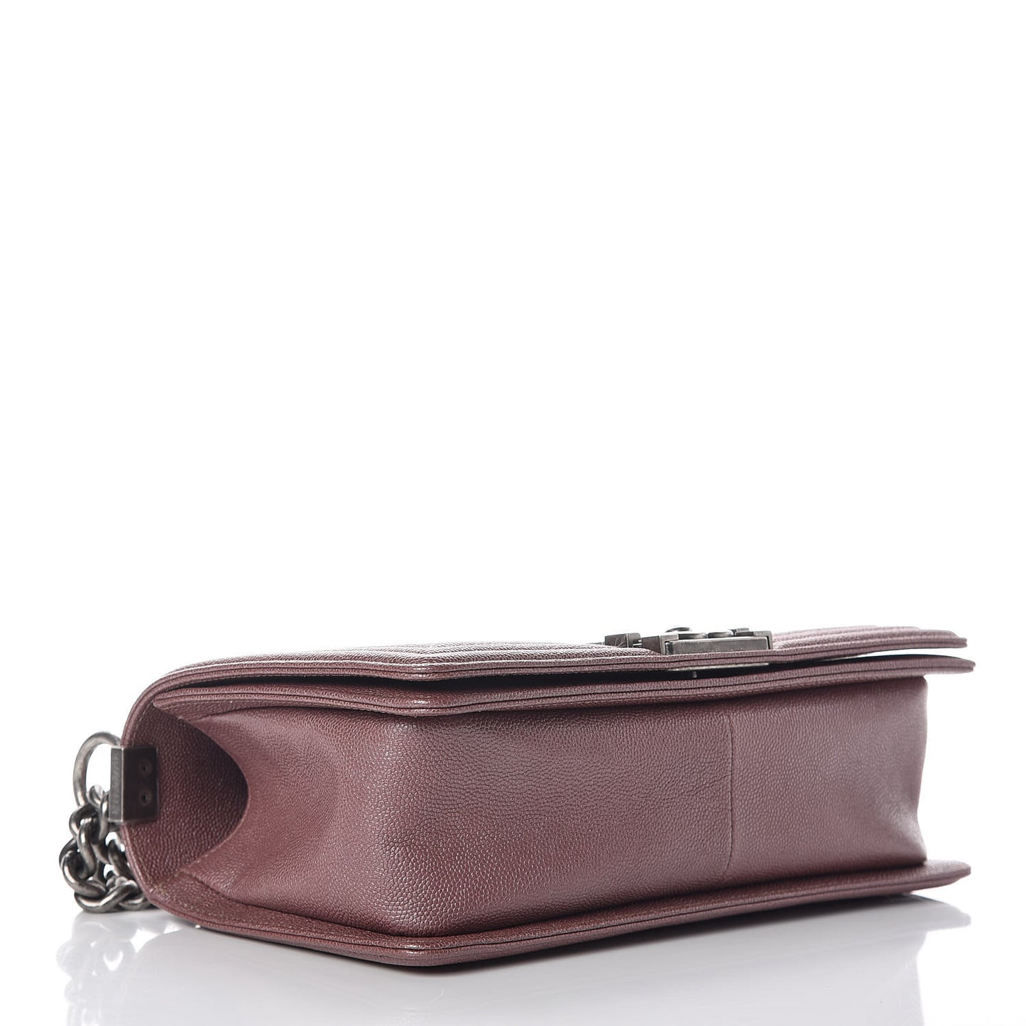 Metallic Caviar Chevron Quilted Medium Boy Flap Dark Pink