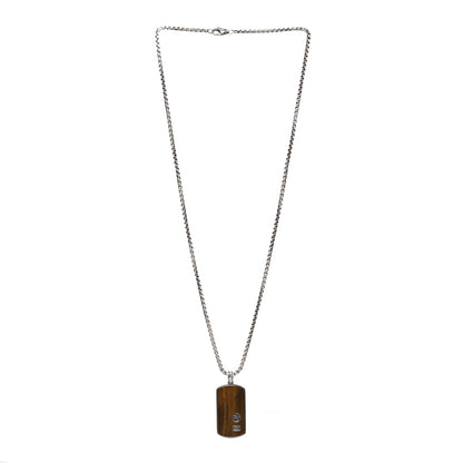 David Yurman Sterling Silver Tiger Eye Dog Tag Pendant Necklace 3 of 6