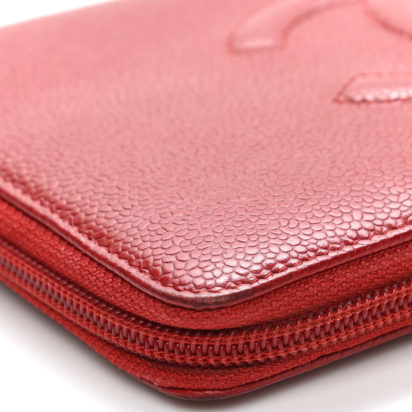 Caviar Large CC Timeless Zip Around Organizer Wallet Red