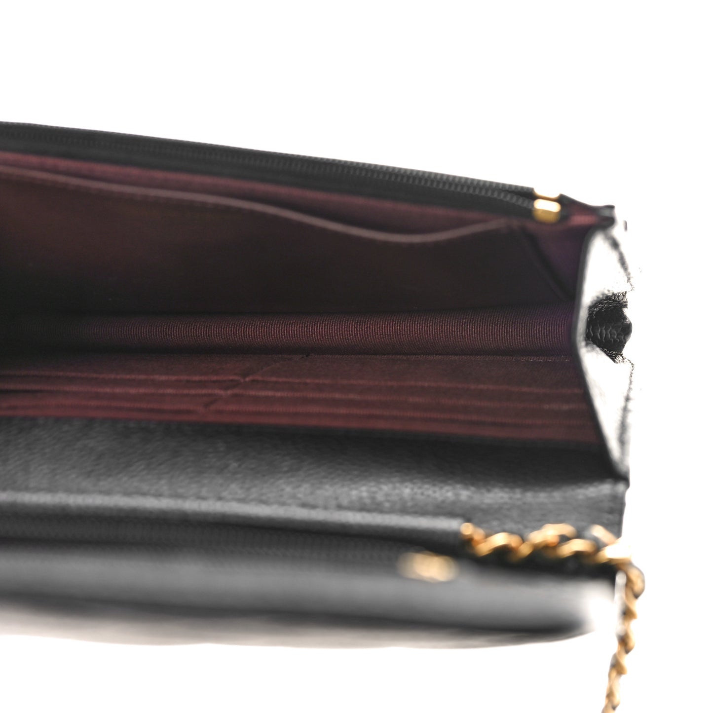 Caviar Quilted Wallet on Chain WOC Black