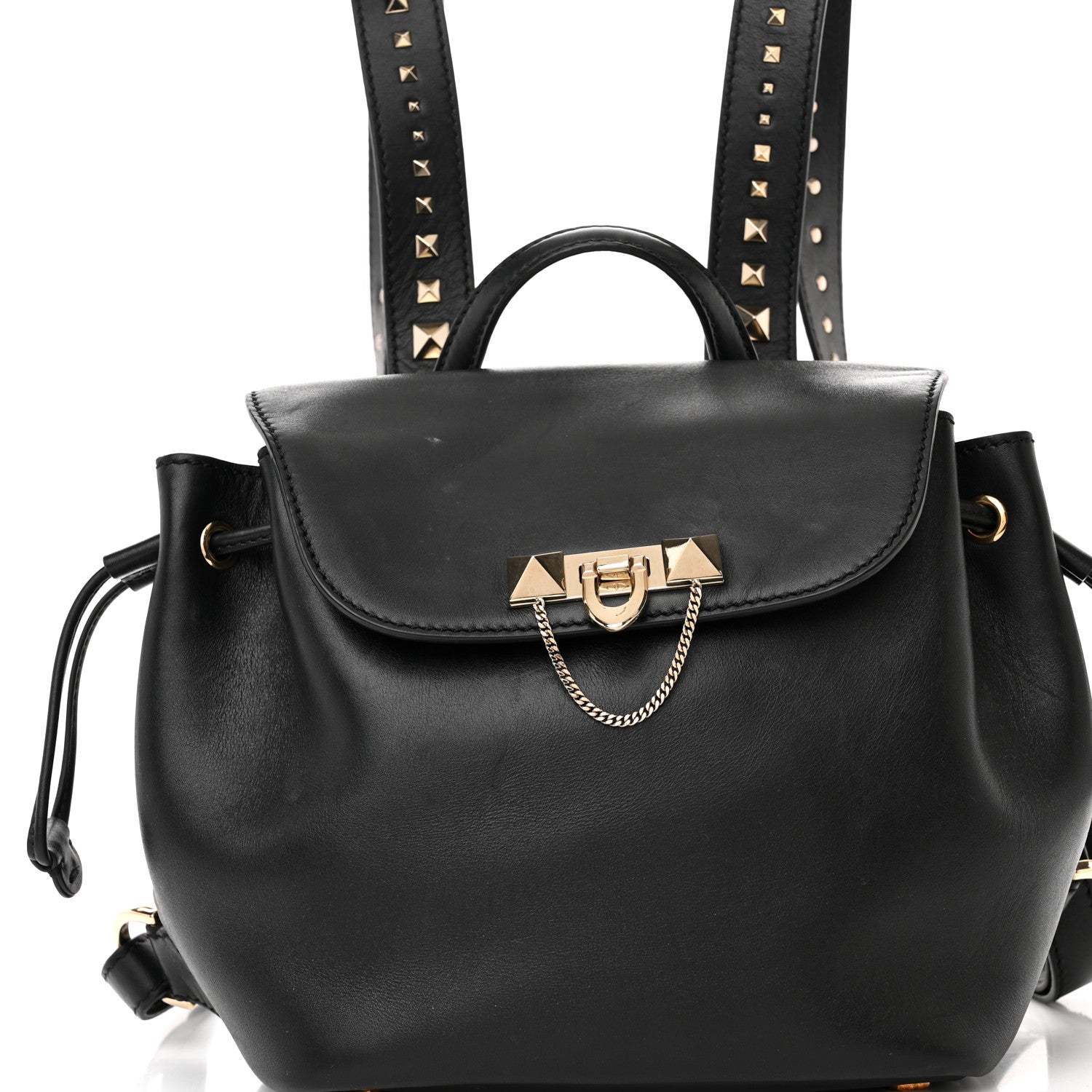 Valentino Garavani Vitello Rockstud Demilune Backpack Black 9 of 17
