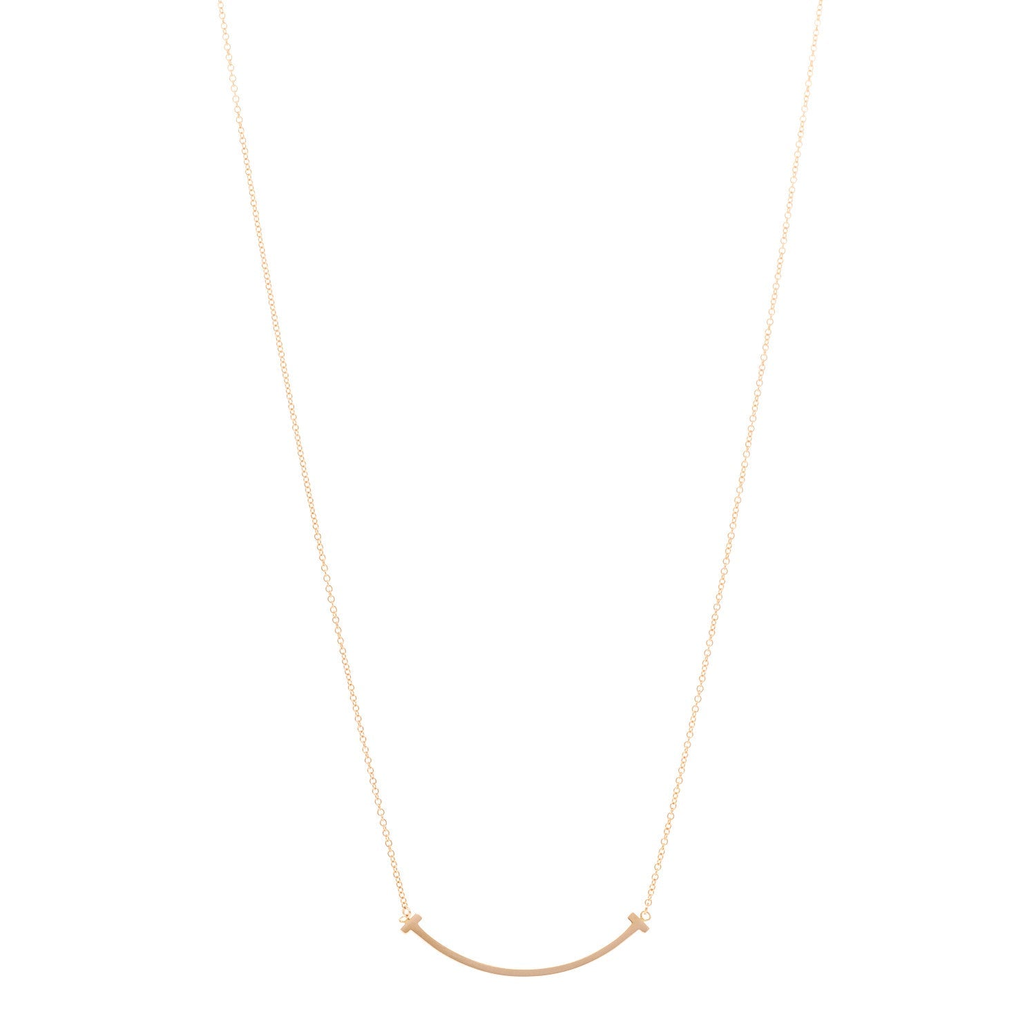 Tiffany 18K Rose Gold Small T Smile Pendant Necklace 1 of 5