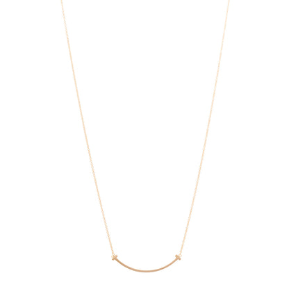 Tiffany 18K Rose Gold Small T Smile Pendant Necklace 1 of 5