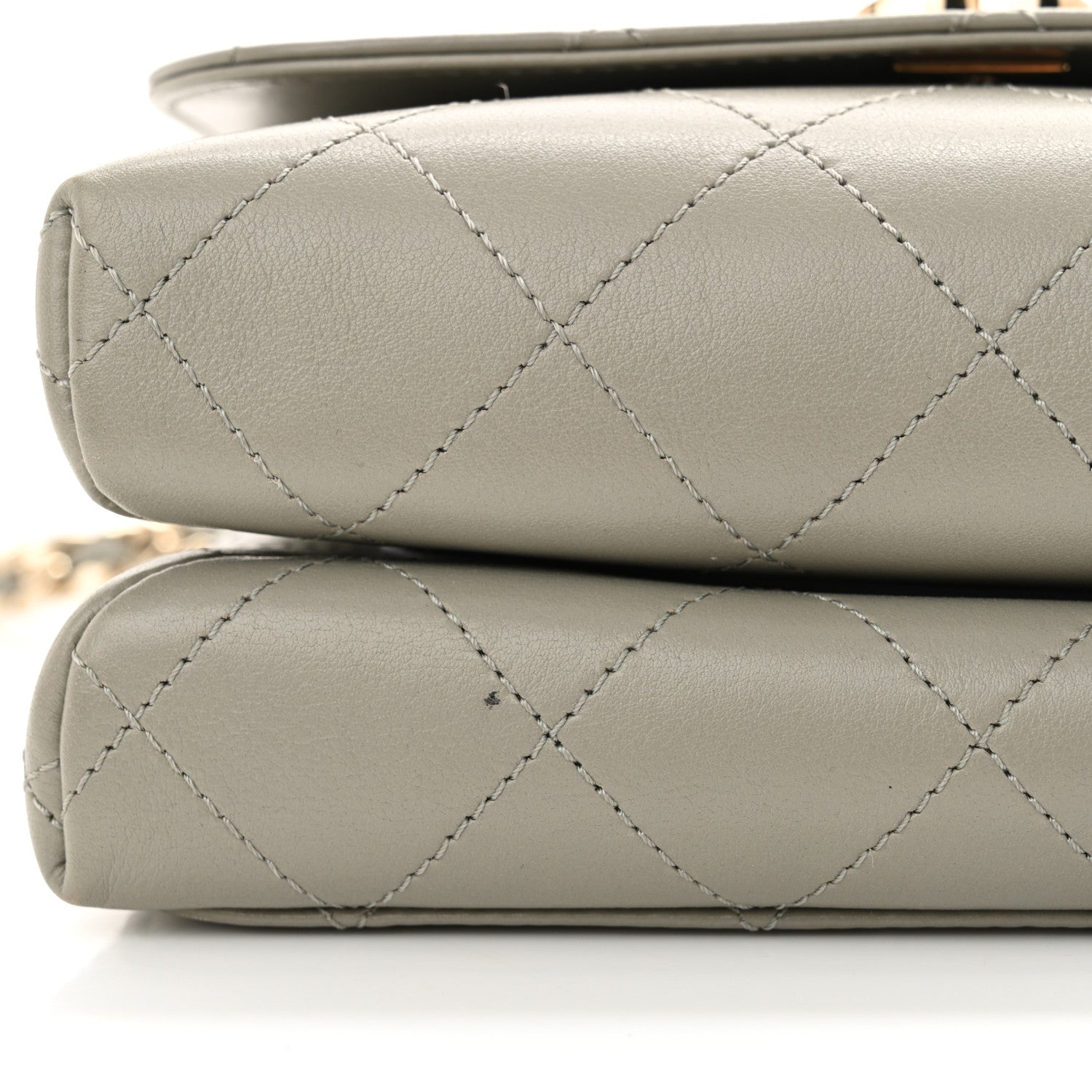 Chanel Calfskin Quilted Small Double Pocket Top Handle Flap Grey 11 of 11