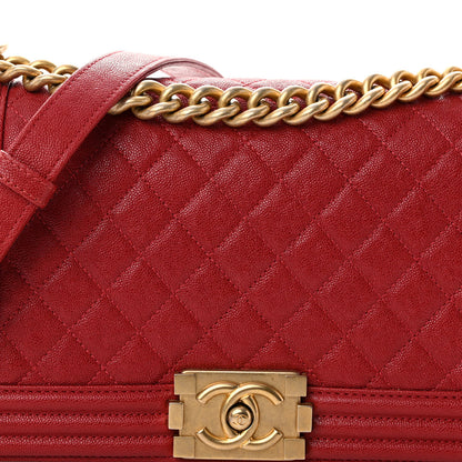 Chanel Caviar Quilted Medium Boy Flap Red 8 of 10