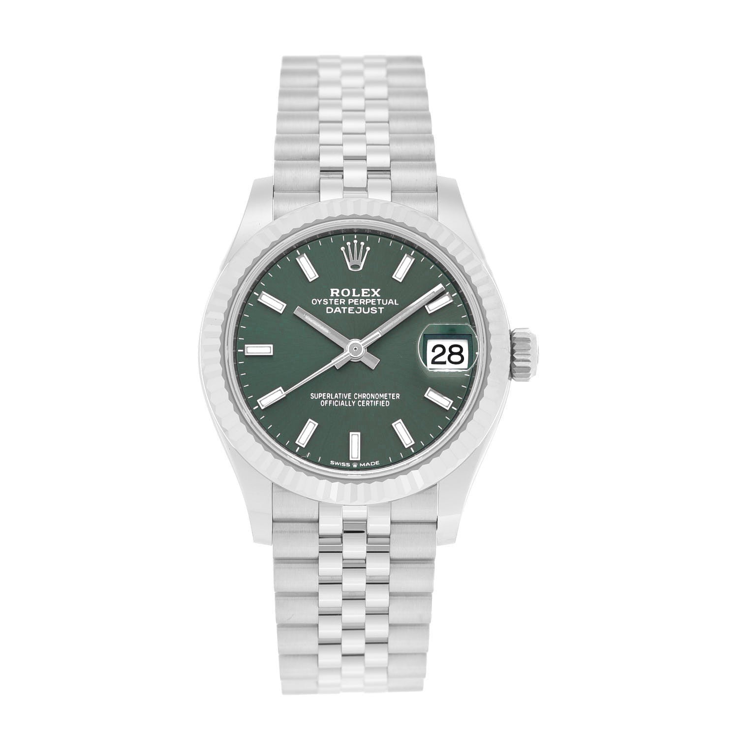 Rolex Stainless Steel 18K White Gold 31mm Oyster Perpetual Datejust Watch Mint Green 278274 1 of 5