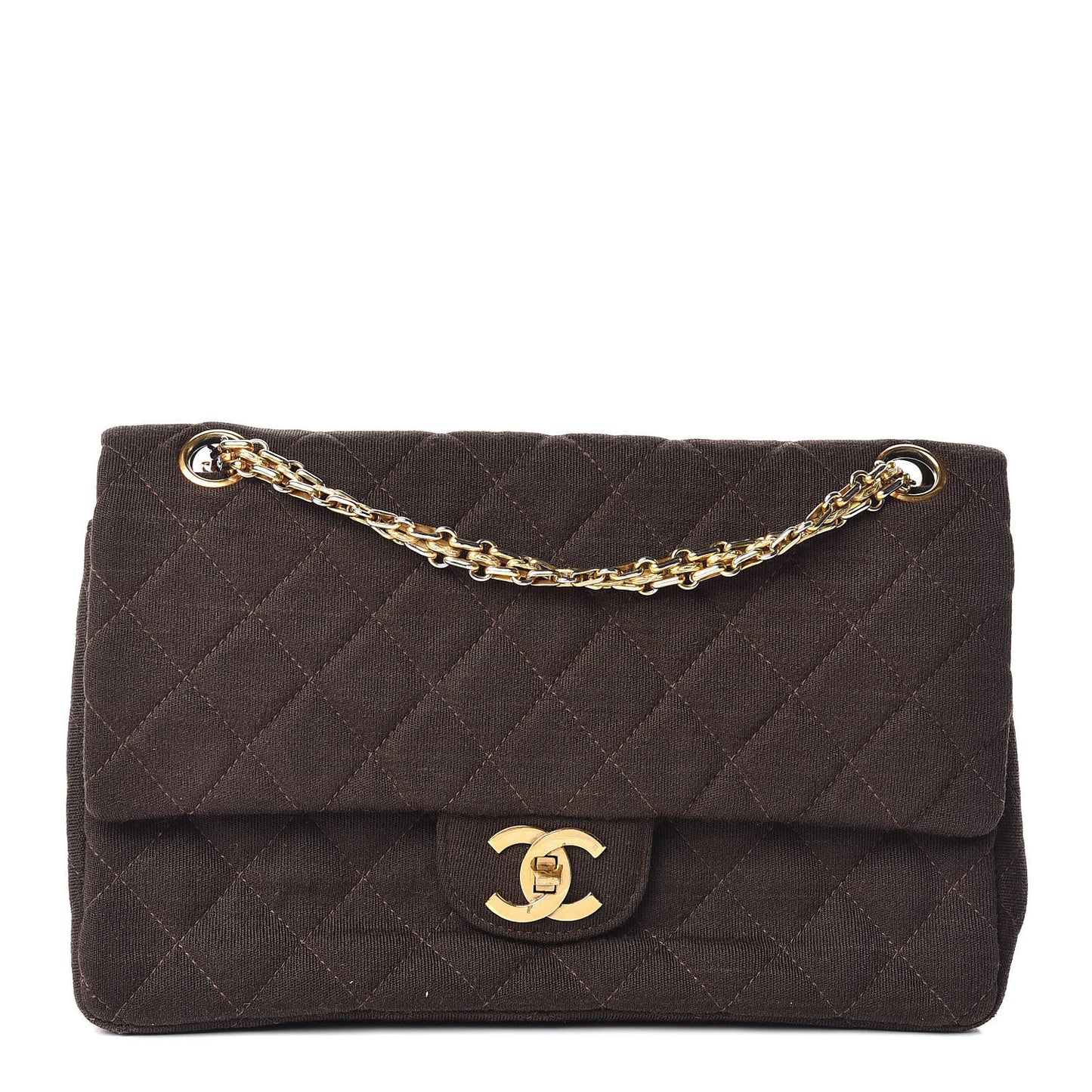 Jersey Quilted Small Double Flap Brown