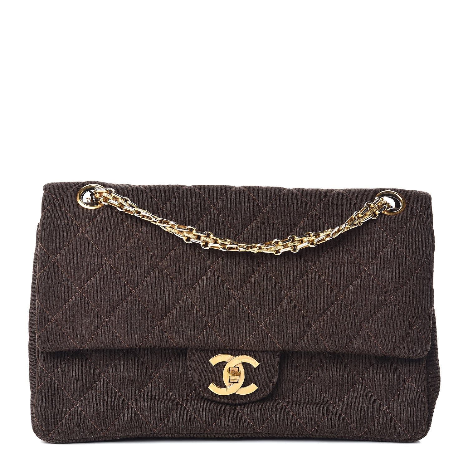 Chanel Jersey Quilted Small Double Flap Brown 1 of 9