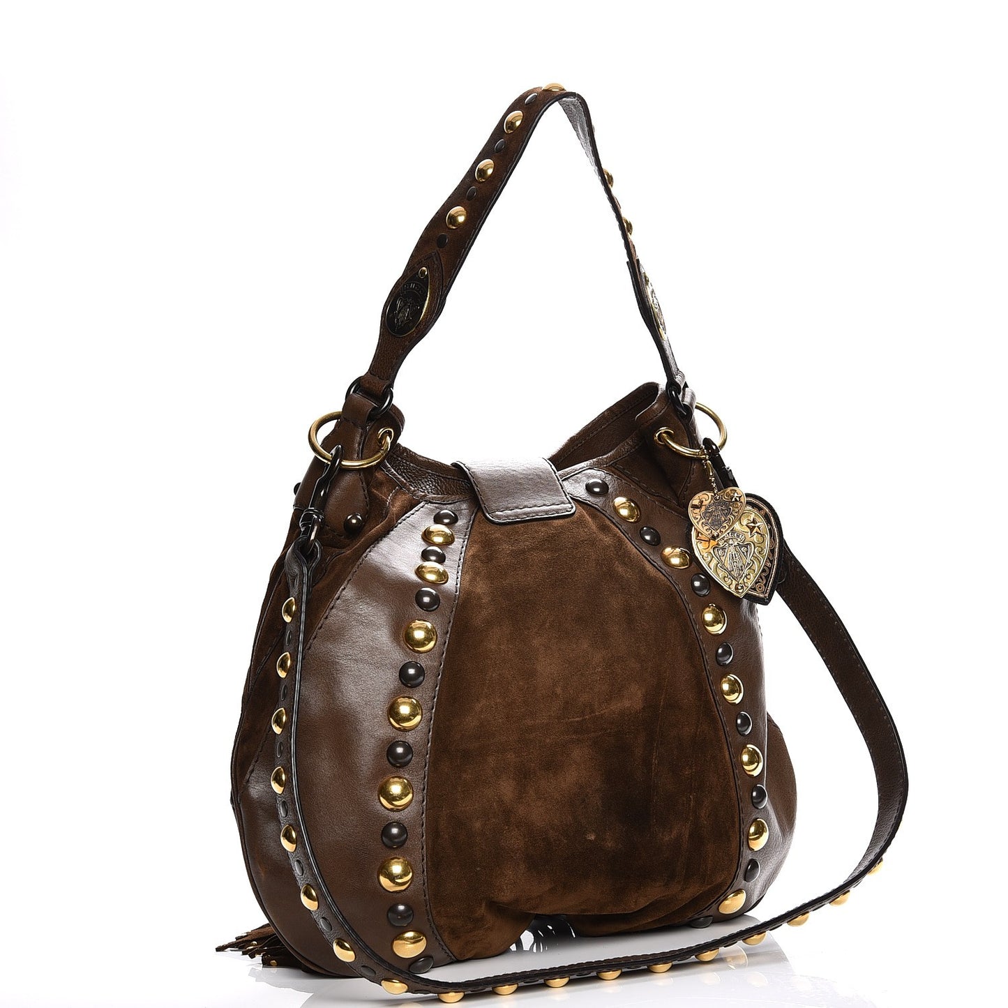 Calfskin Suede Fringe Babouska Hobo Brown