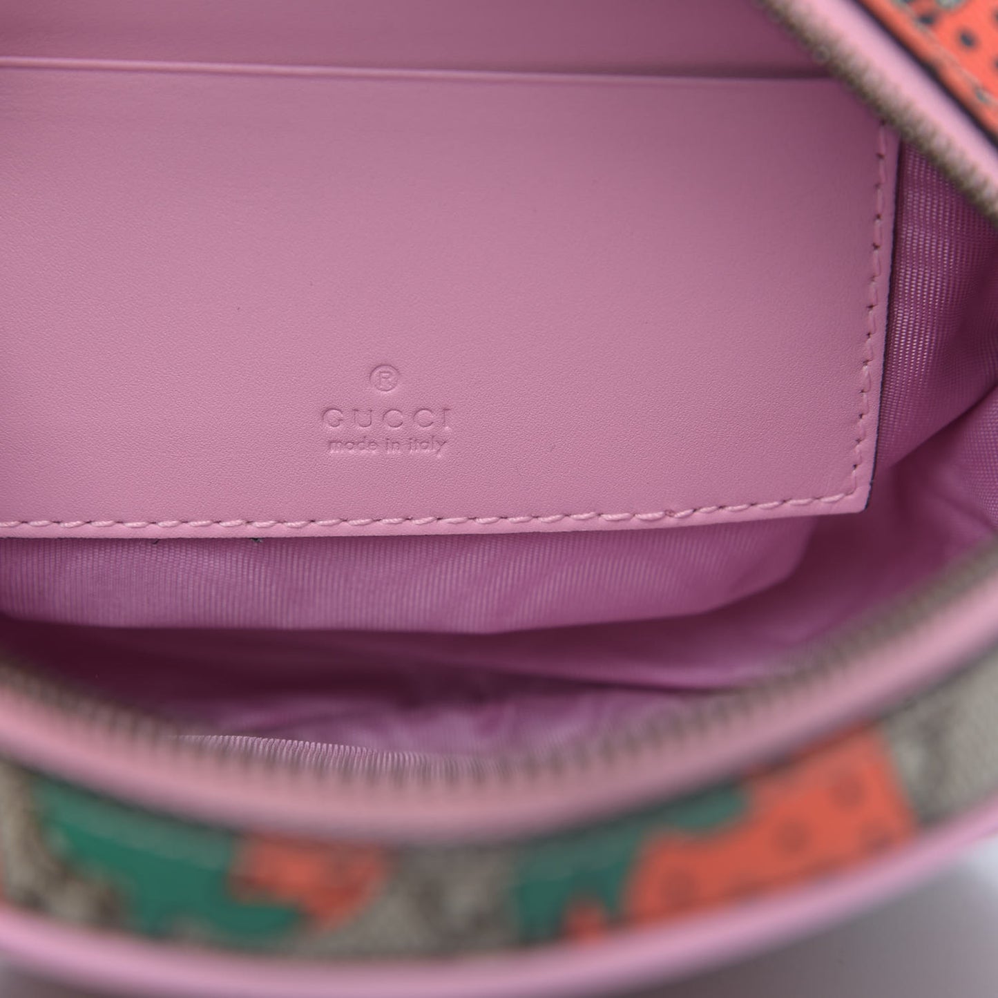 GG Supreme Monogram Strawberry Round Wrist Wallet