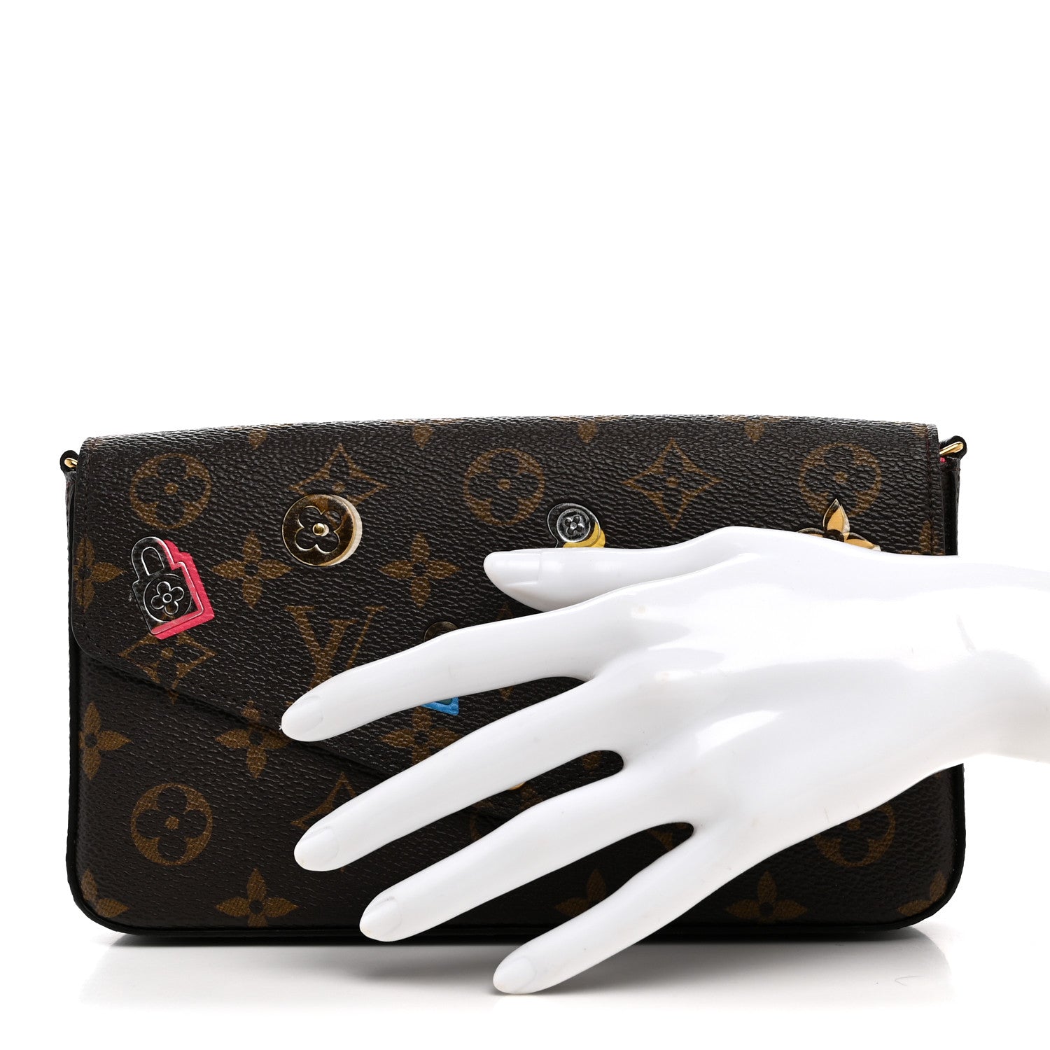 Louis Vuitton Monogram LV Love Lock Pochette Felicie Chain Wallet 2 of 8