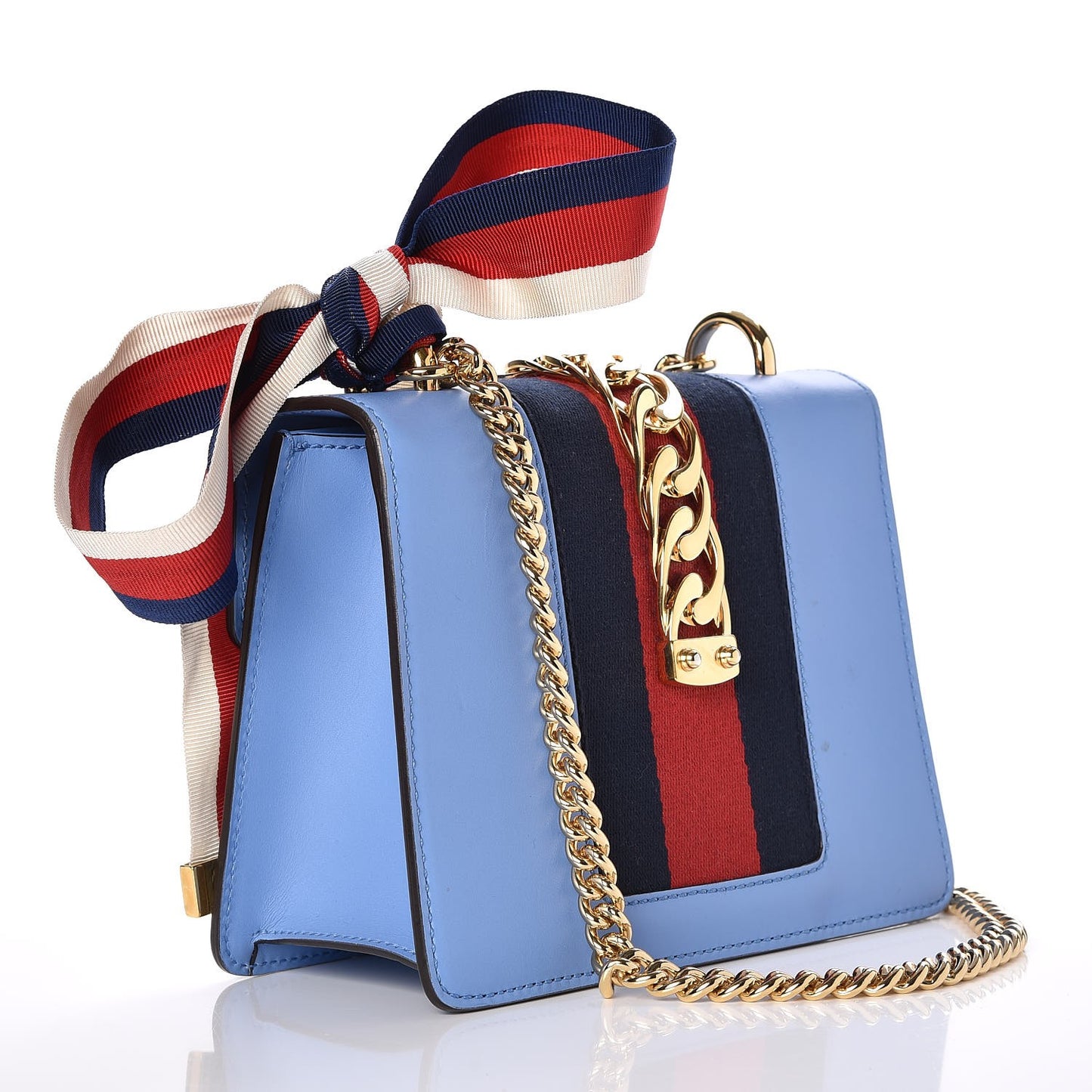 Calfskin Mini Sylvie Chain Shoulder Bag Clear Sky Blue