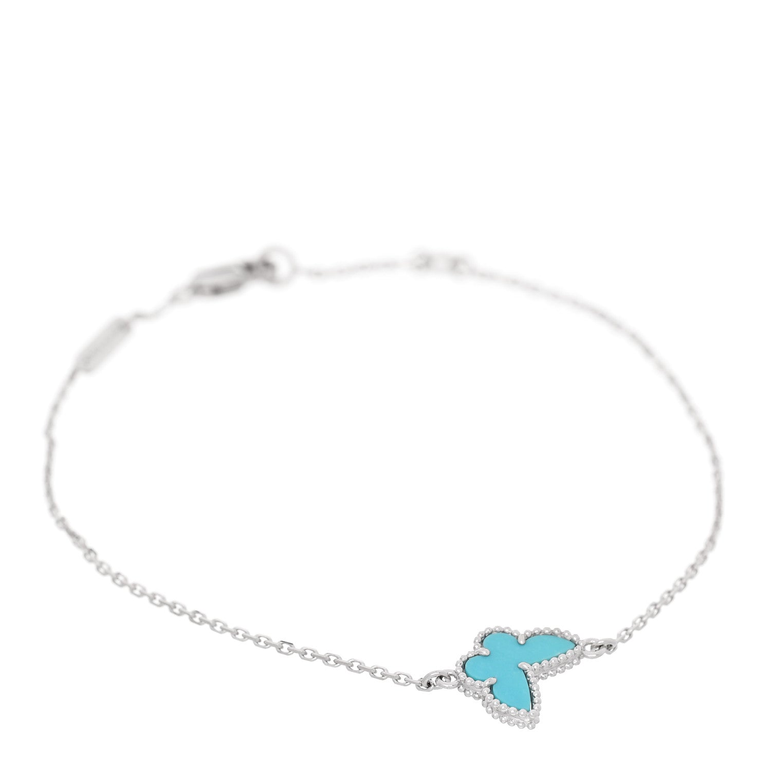 Van Cleef & Arpels 18K White Gold Turquoise Sweet Alhambra Butterfly Bracelet 1 of 4