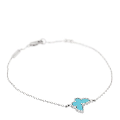 Van Cleef & Arpels 18K White Gold Turquoise Sweet Alhambra Butterfly Bracelet 1 of 4