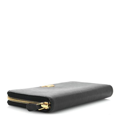 Prada Vitello Move Bi-Color Zip Around Wallet Black 4 of 11