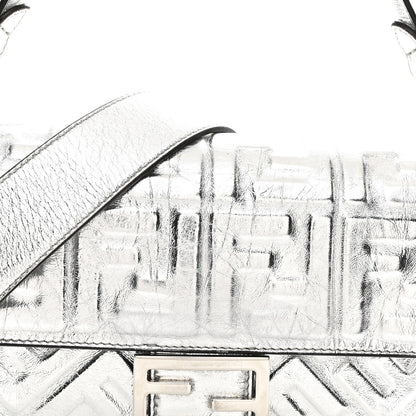 Fendi Vitello Catalan Mirror FF 1974 Embossed Baguette Argento 8 of 10