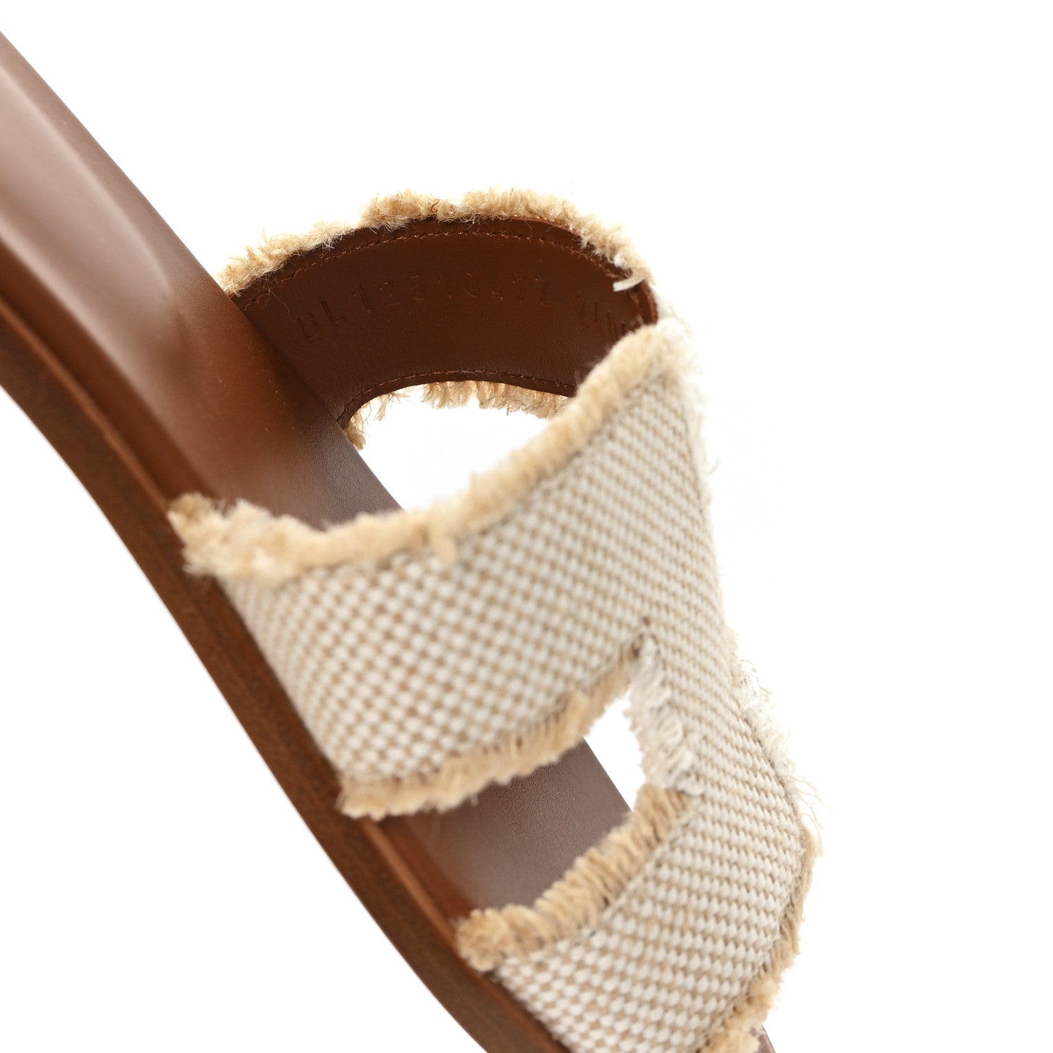 Hermes Linen Canvas Fringe Oran Sandals 38 Beige 9 of 9