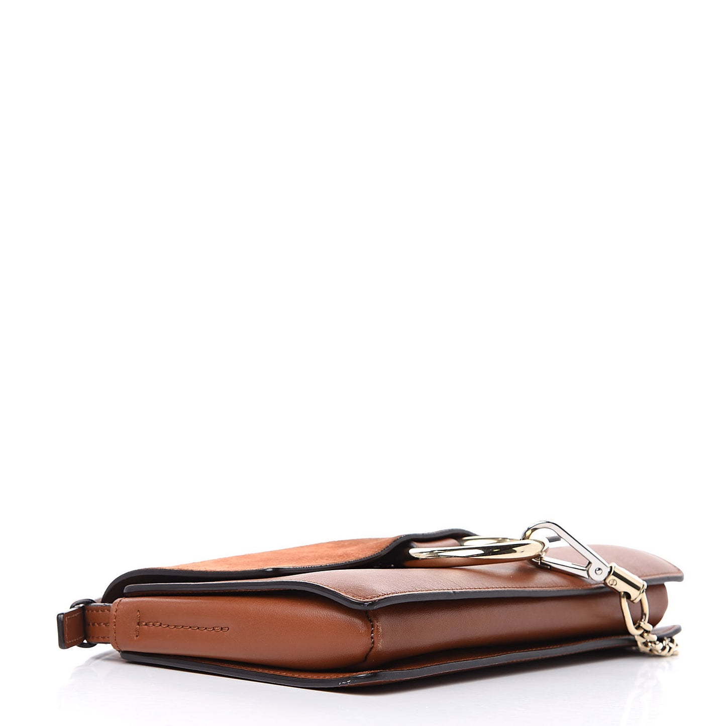 Suede Calfskin Small Faye Shoulder Bag Tobacco