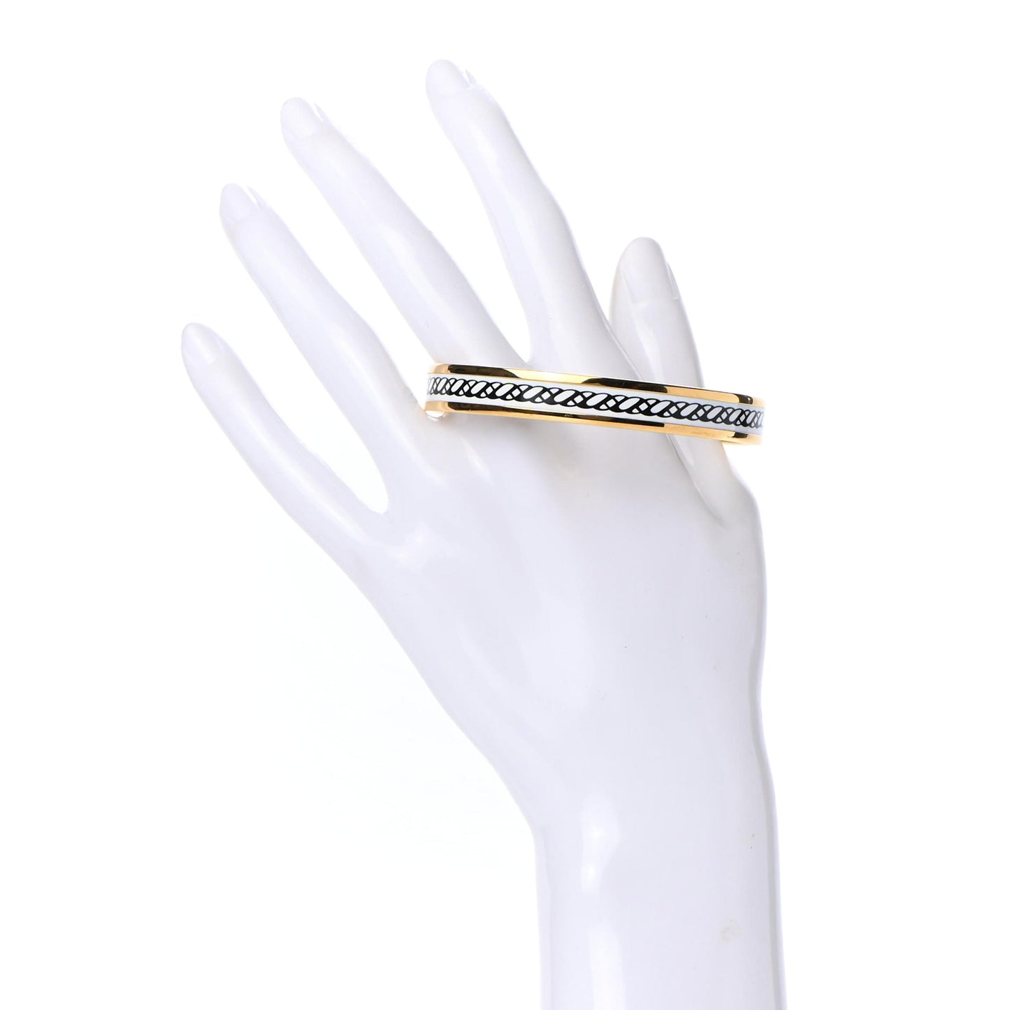 Enamel Printed Narrow Tressages d'Apparat Croisillons Bracelet Black