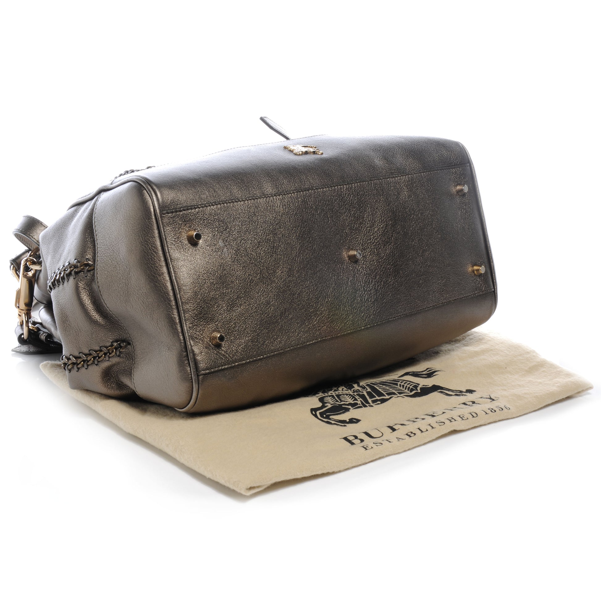 Burberry Leather Lawrence Metallic Olive 4 of 8