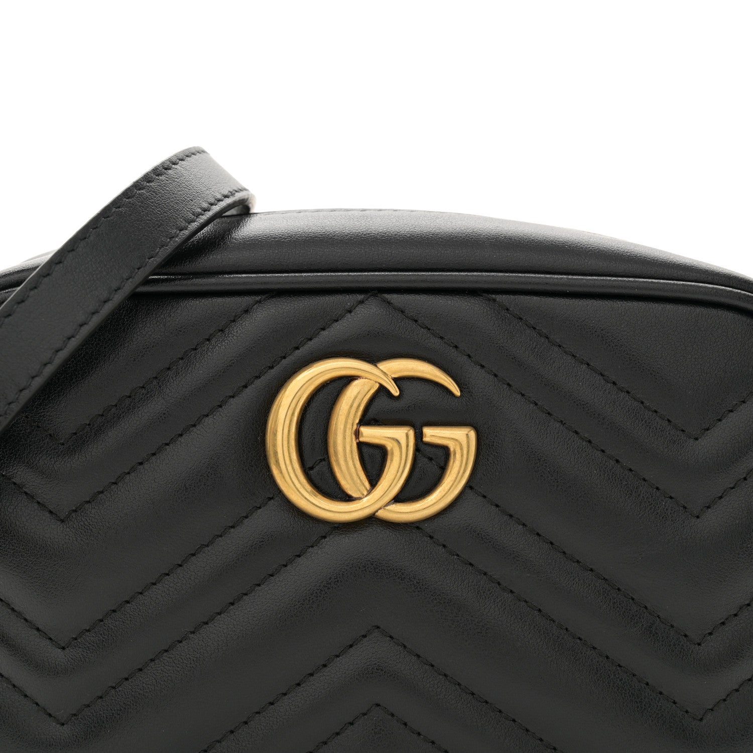 Gucci Calfskin Matelasse Mini GG Marmont Chain Shoulder Bag Black 8 of 11