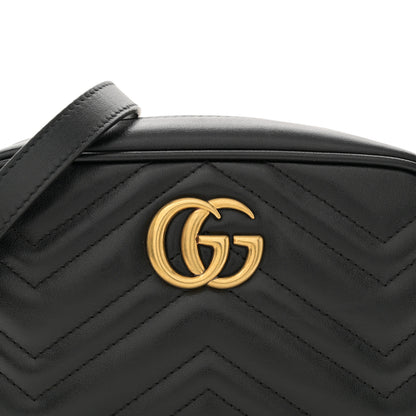 Gucci Calfskin Matelasse Mini GG Marmont Chain Shoulder Bag Black 8 of 11