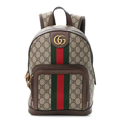 Gucci GG Supreme Monogram Calfskin Web Small Ophidia Day Backpack Beige Ebony New Acero 1 of 9