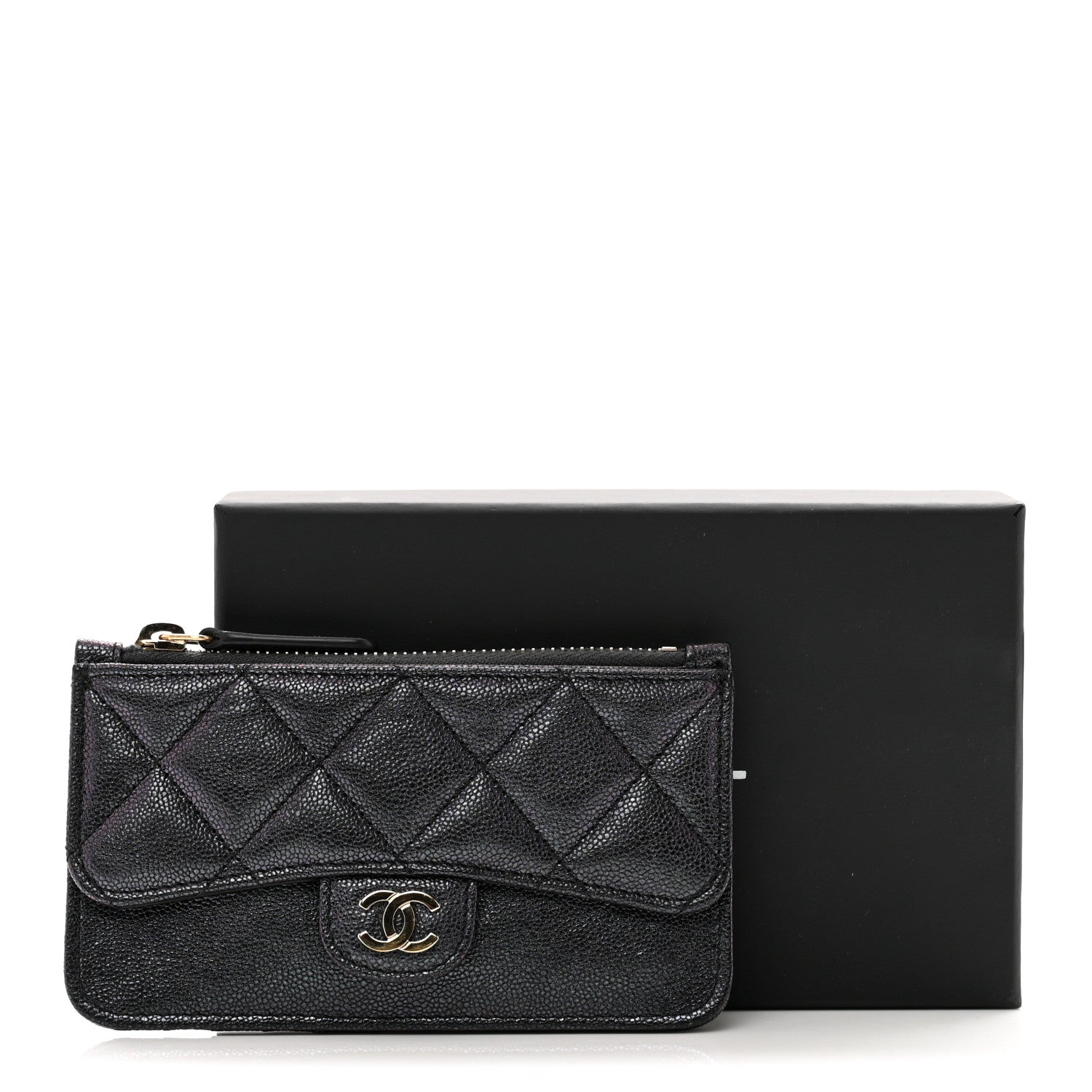 Chanel Iridescent Caviar Quilted Flap Zip Card Holder Black 3 of 8
