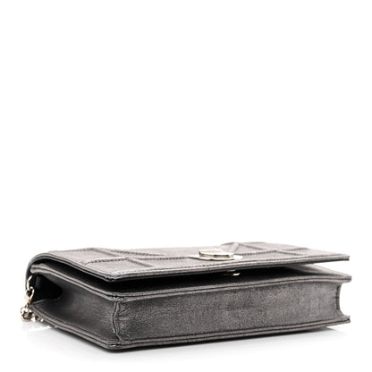 Christian Dior Metallic Brushed Calfskin Diorama Wallet on Chain Pouch Gunmetal 4 of 11