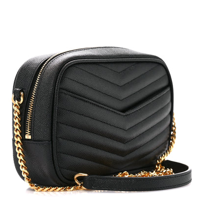 Saint Laurent Grain De Poudre Matelasse Monogram Mini Lou Camera Bag Black 3 of 11