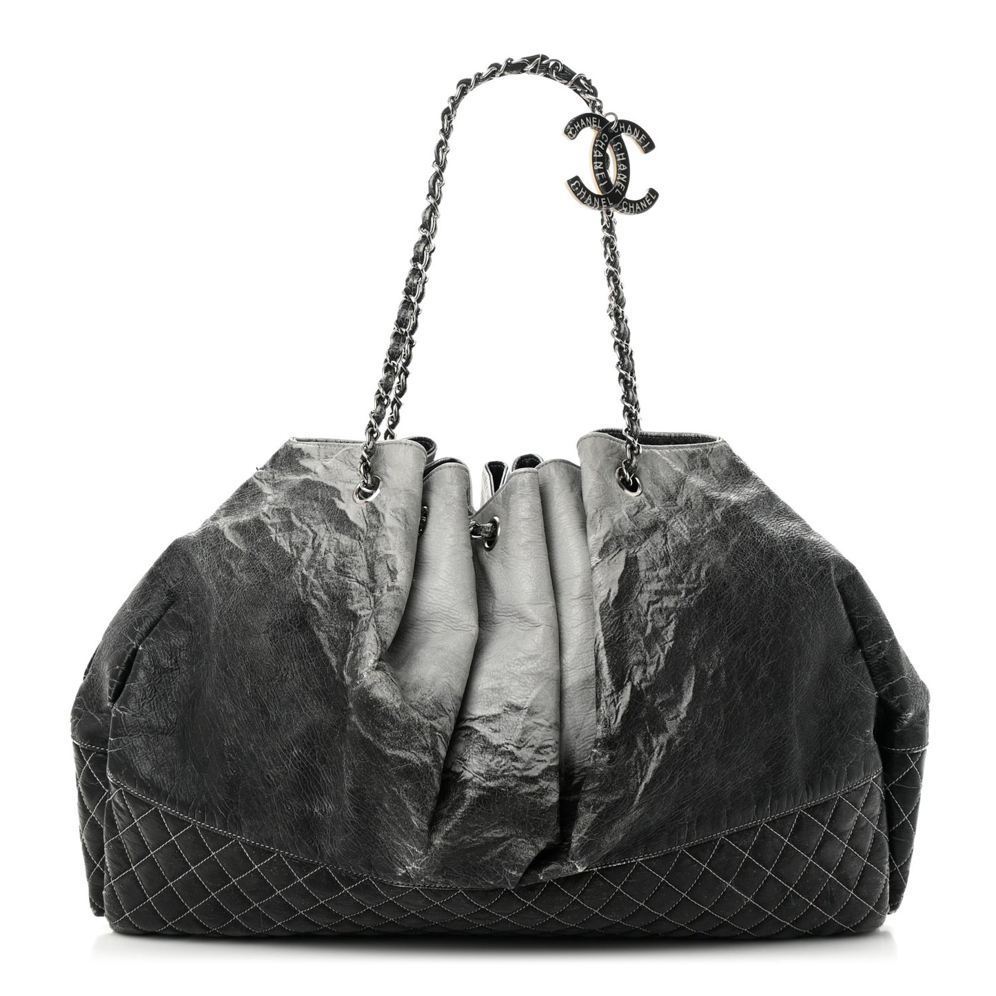 Vinyl Quilted Melrose Degrade Tote Black