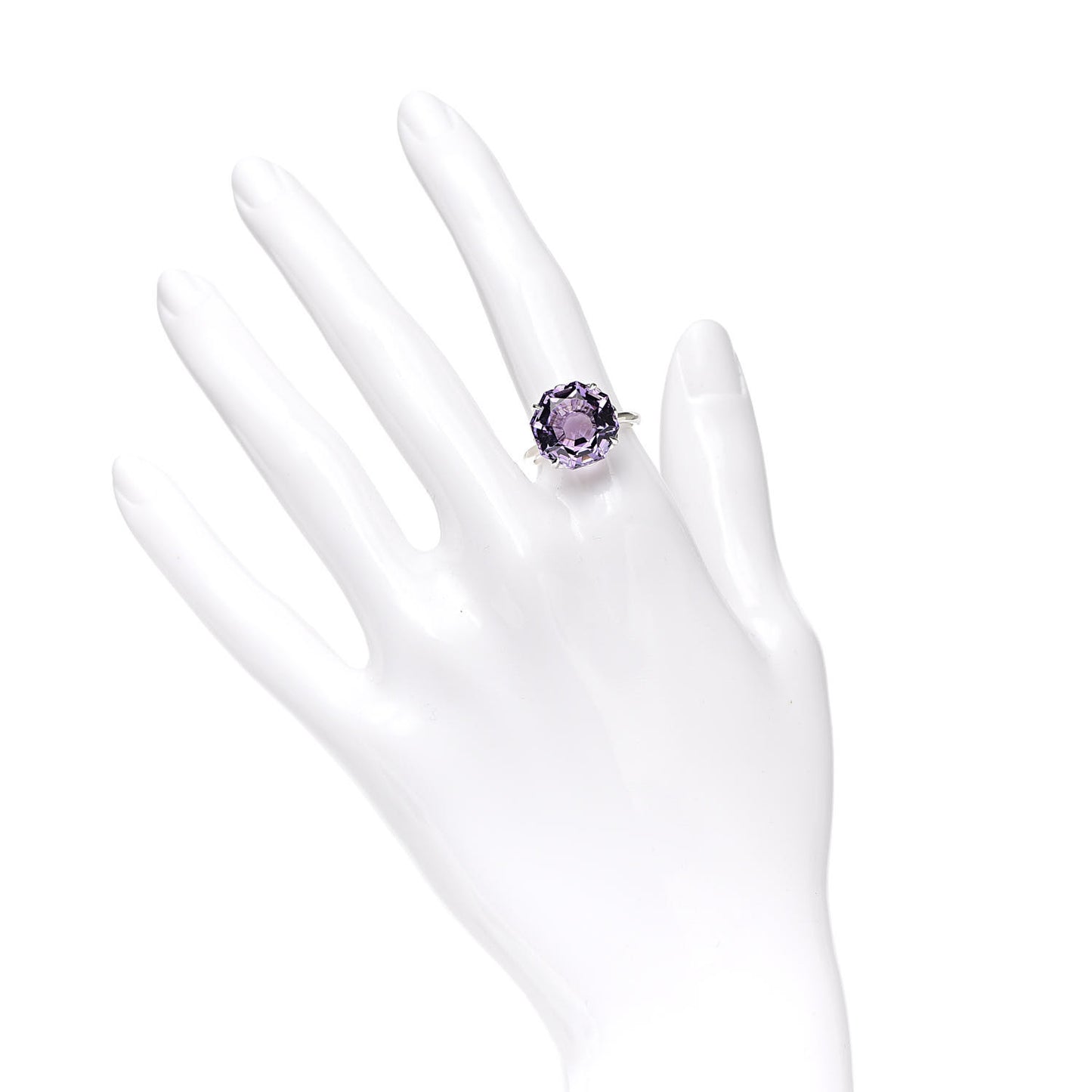 Sterling Silver Amethyst Sparklers Octagonal Cocktail Ring 52 6