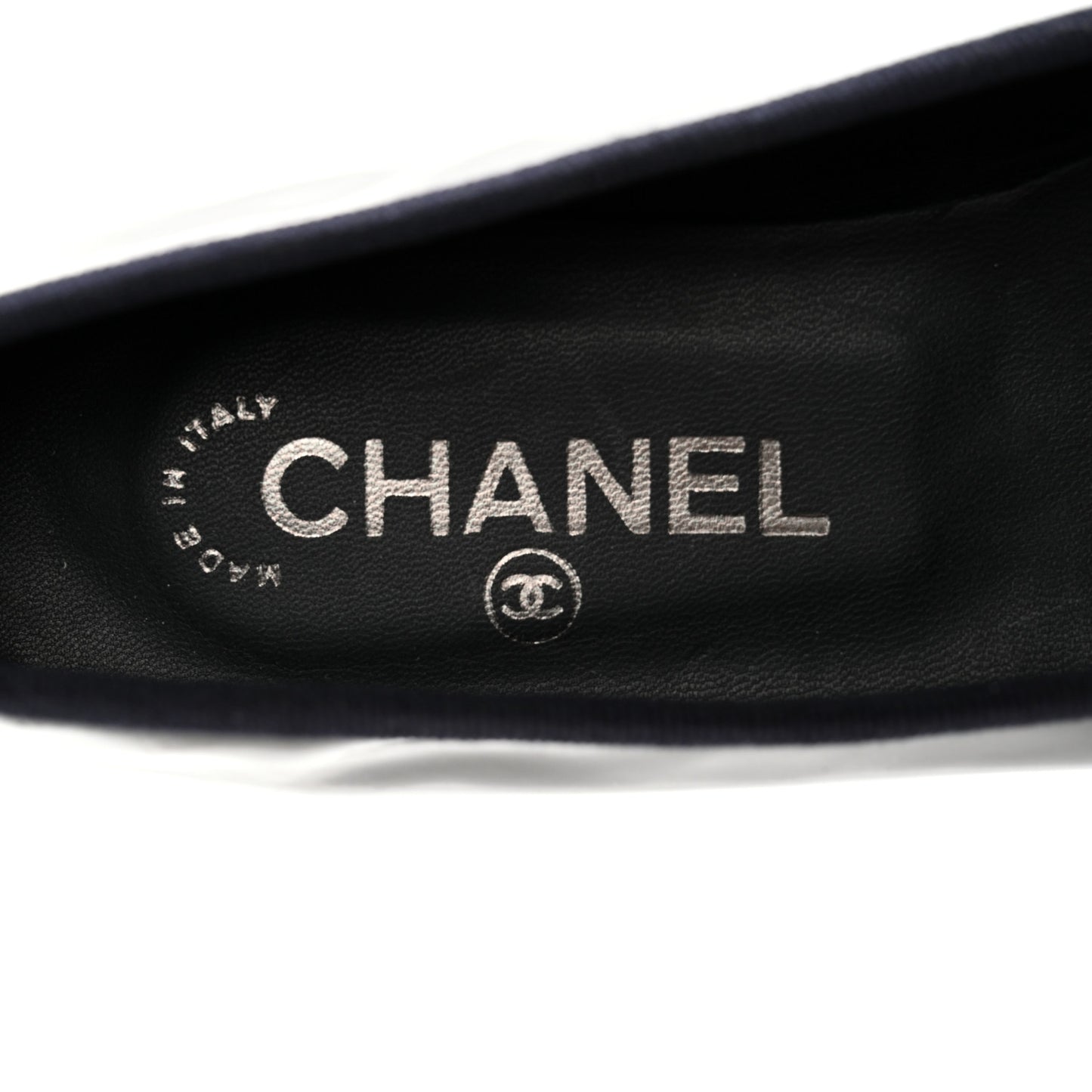 Patent CC Cap Toe Ballerina Flats 36 Navy Beige