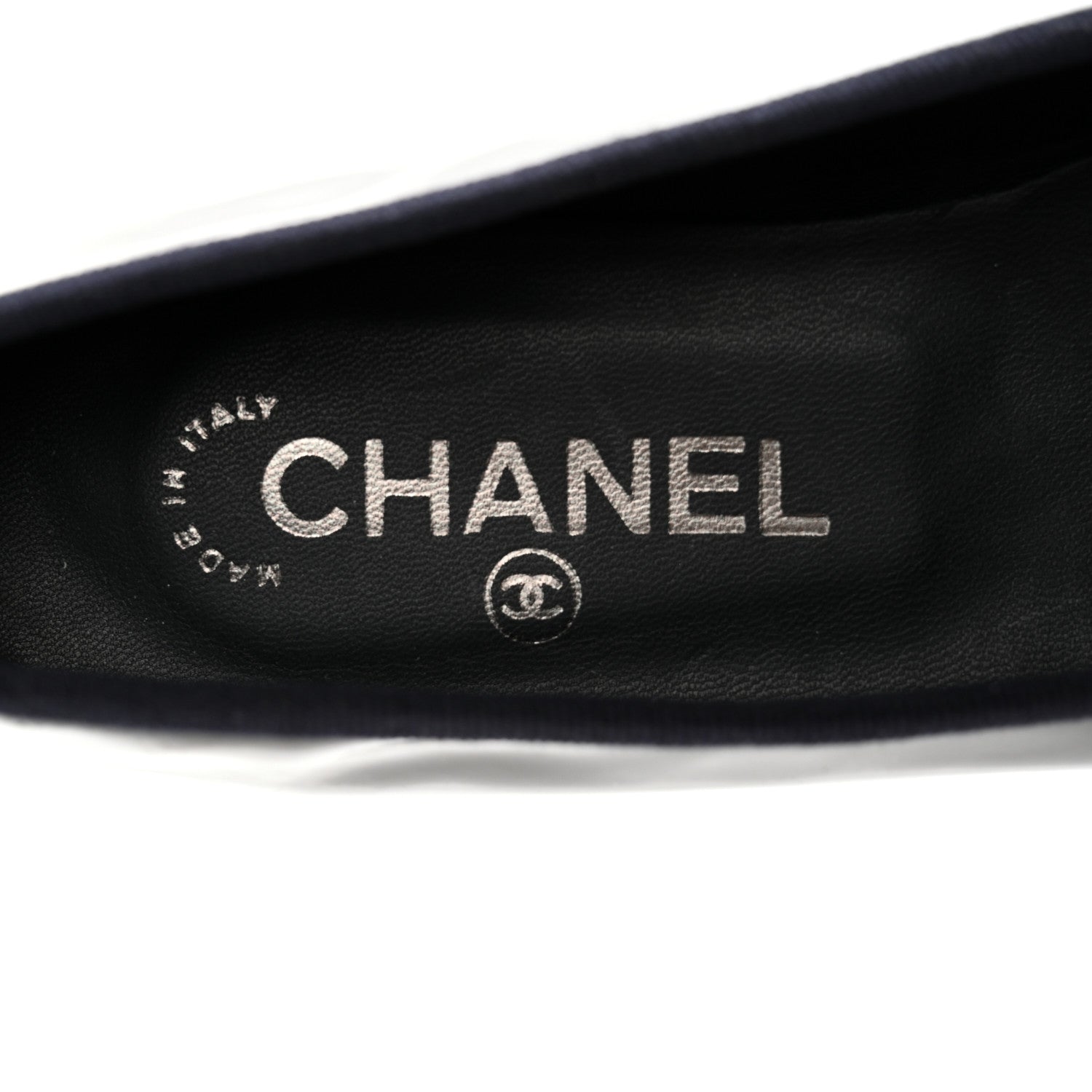 Chanel Patent CC Cap Toe Ballerina Flats 36 Navy Beige 6 of 7
